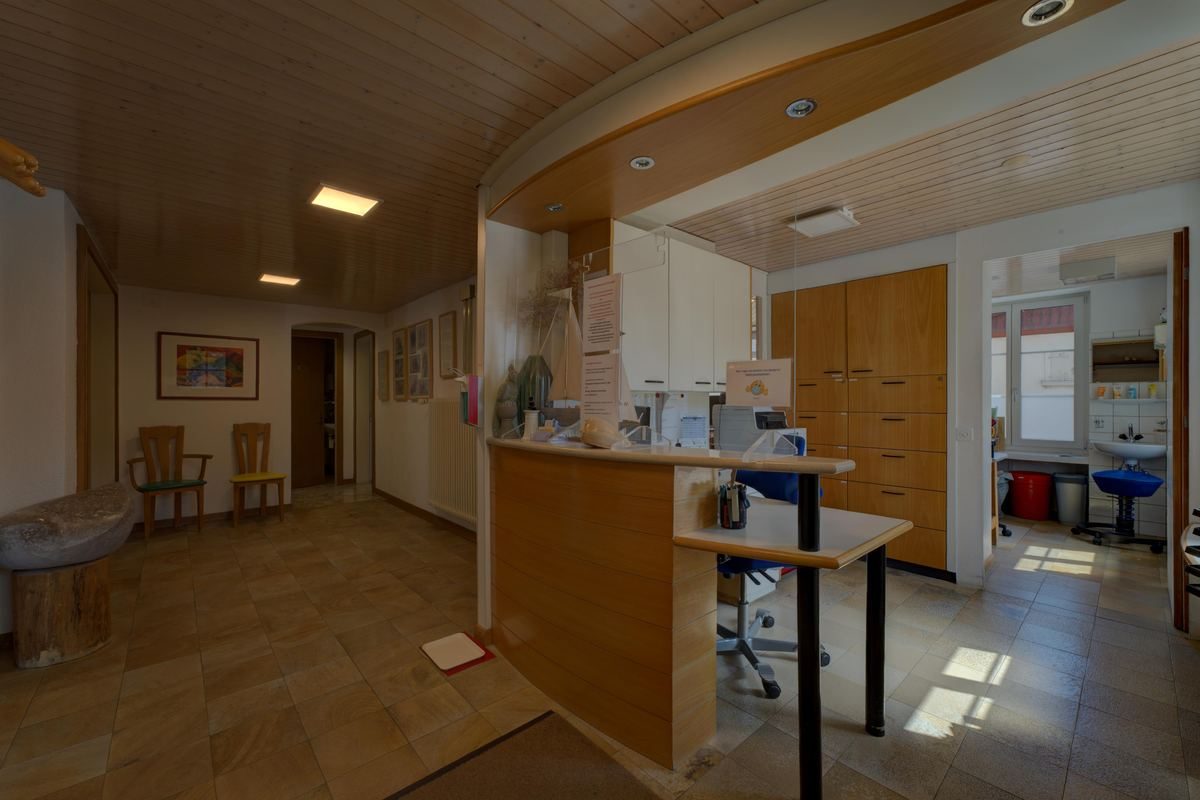 Reception interior after flambient edit, natural balanced light